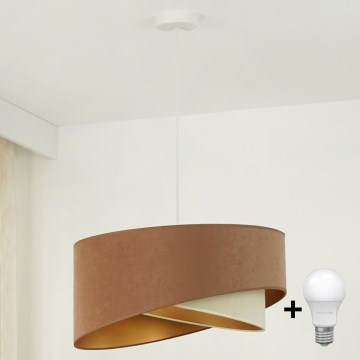 Brilagi - Lámpara LED colgante LYRA 1xE27/15W/230V marrón/color crema/dorado