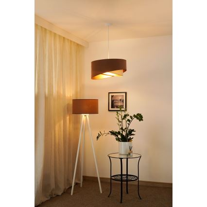 Brilagi - Lámpara LED colgante LYRA 1xE27/15W/230V marrón/color crema/dorado