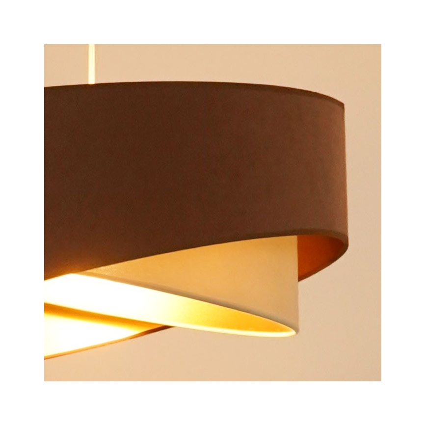 Brilagi - Lámpara LED colgante LYRA 1xE27/15W/230V marrón/color crema/dorado