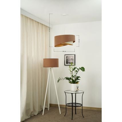 Brilagi - Lámpara LED colgante LYRA 1xE27/15W/230V marrón/color crema/dorado