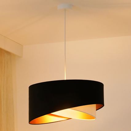 Brilagi - Lámpara LED colgante LYRA 1xE27/15W/230V negro/color crema/dorado