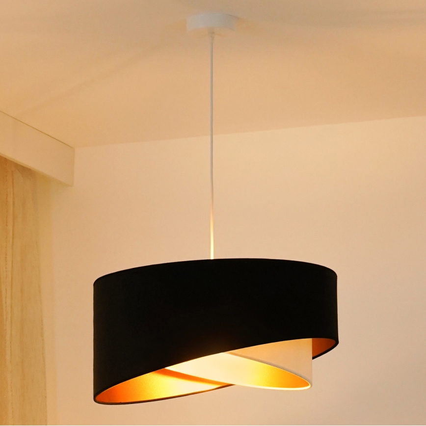 Brilagi - Lámpara LED colgante LYRA 1xE27/15W/230V negro/color crema/dorado