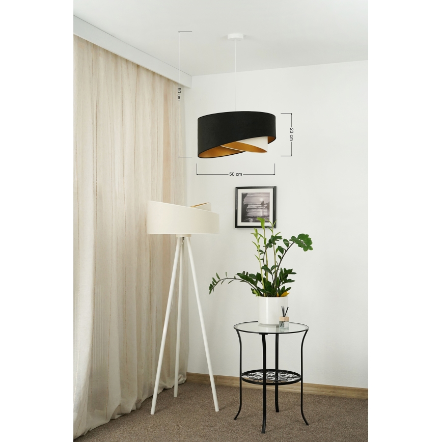 Brilagi - Lámpara LED colgante LYRA 1xE27/15W/230V negro/color crema/dorado