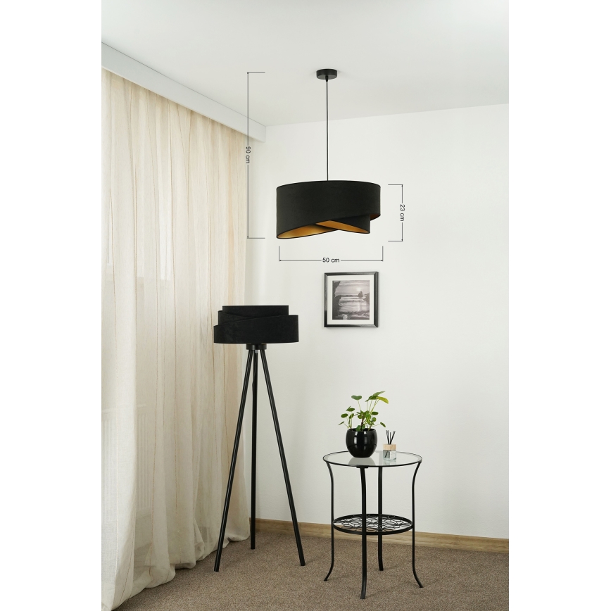 Brilagi - Lámpara LED colgante LYRA 1xE27/15W/230V negro/dorado