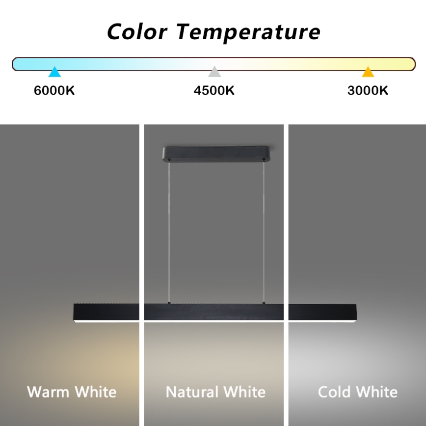 Brilagi - Lámpara LED colgante SLEEKLINE LED/40W/230V 3000/4500/6000K negro