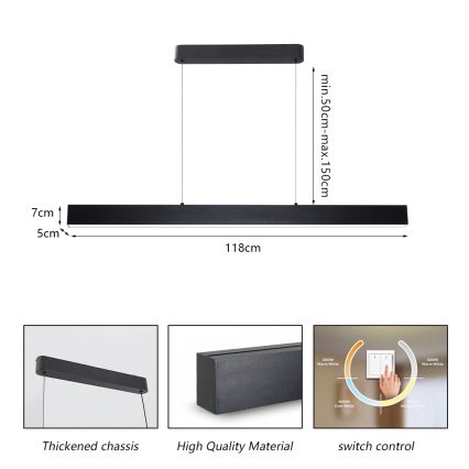 Brilagi - Lámpara LED colgante SLEEKLINE LED/40W/230V 3000/4500/6000K negro