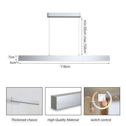 Brilagi - Lámpara LED colgante SLEEKLINE LED/40W/230V 3000/4500/6000K plata
