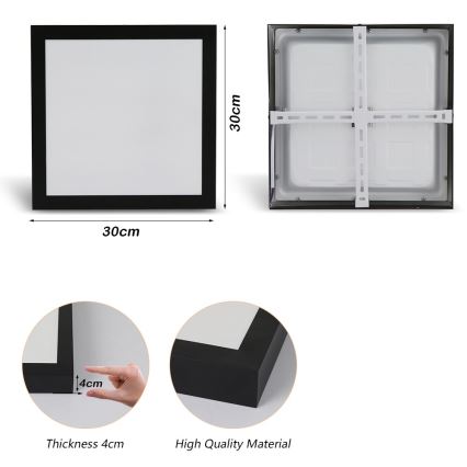 Brilagi - Plafón LED de baño FRAME LED/24W/230V 30x30 cm 3000/4000/6000K IP44 negro