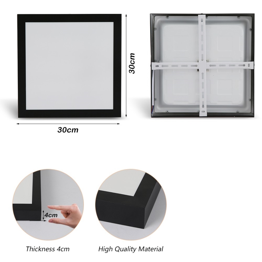 Brilagi - Plafón LED de baño FRAME LED/24W/230V 30x30 cm 3000/4000/6000K IP44 negro