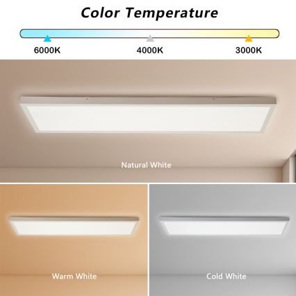 Brilagi - Plafón LED de baño FRAME LED/50W/230V 30x120 cm 3000/4000/6000K IP44 blanco
