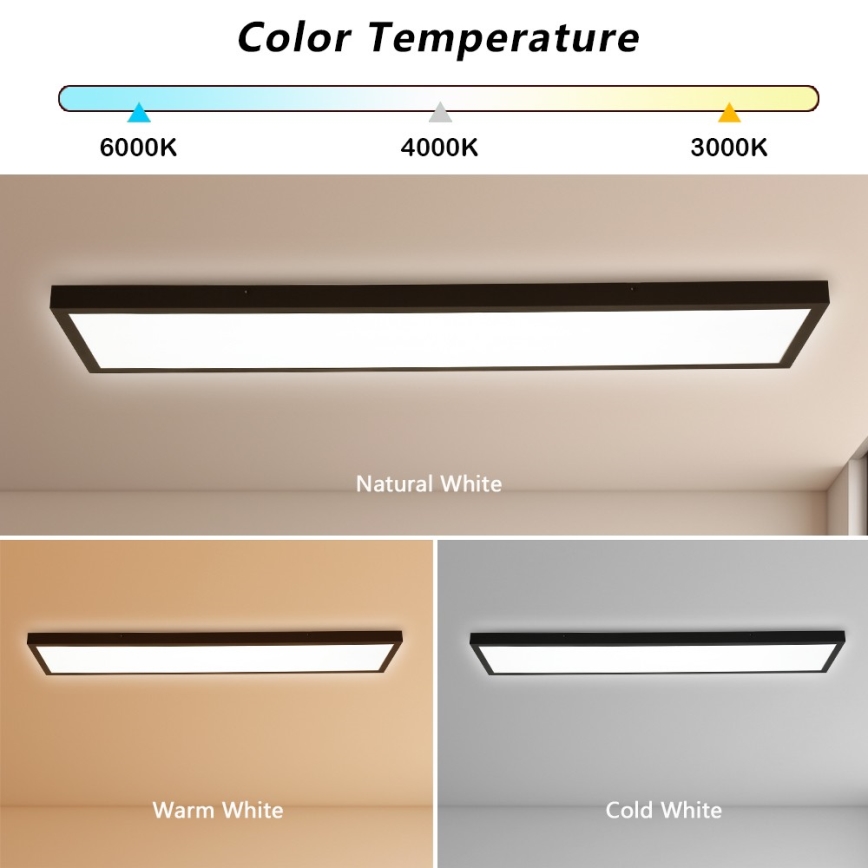 Brilagi - Plafón LED de baño FRAME LED/50W/230V 30x120 cm 3000/4000/6000K IP44 negro