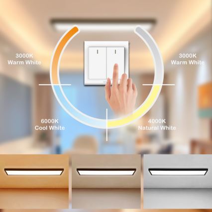Brilagi - Plafón LED de baño FRAME LED/50W/230V 30x120 cm 3000/4000/6000K IP44 negro