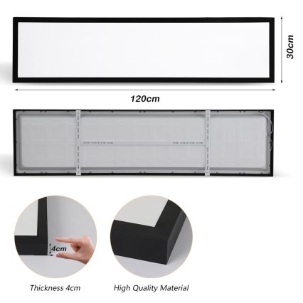Brilagi - Plafón LED de baño FRAME LED/50W/230V 30x120 cm 3000/4000/6000K IP44 negro