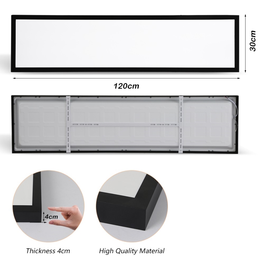Brilagi - Plafón LED de baño FRAME LED/50W/230V 30x120 cm 3000/4000/6000K IP44 negro