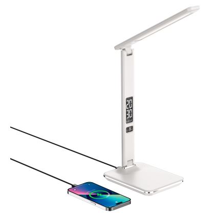 Brilagi - Lámpara de mesa LED regulable con cargador inalámbrico QI y USB REGINA LED/8,5W/230V blanco