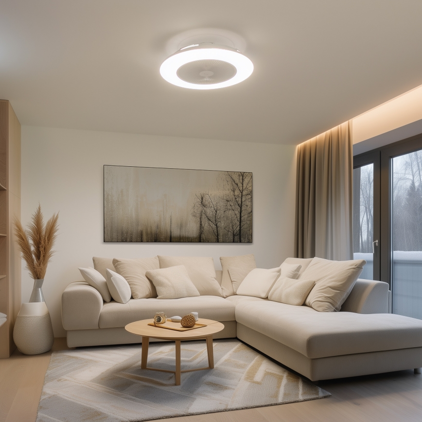 Brilagi - Lámpara LED regulable con ventilador AURA LED/38W/230V 3000-6000K blanco + control remoto