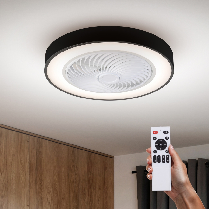 Brilagi - Plafón LED regulable con ventilador LED/30W/230V 3000-6500K negro + control remoto