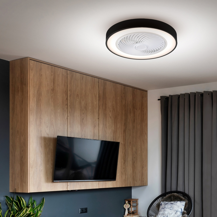 Brilagi - Plafón LED regulable con ventilador LED/30W/230V 3000-6500K negro + control remoto