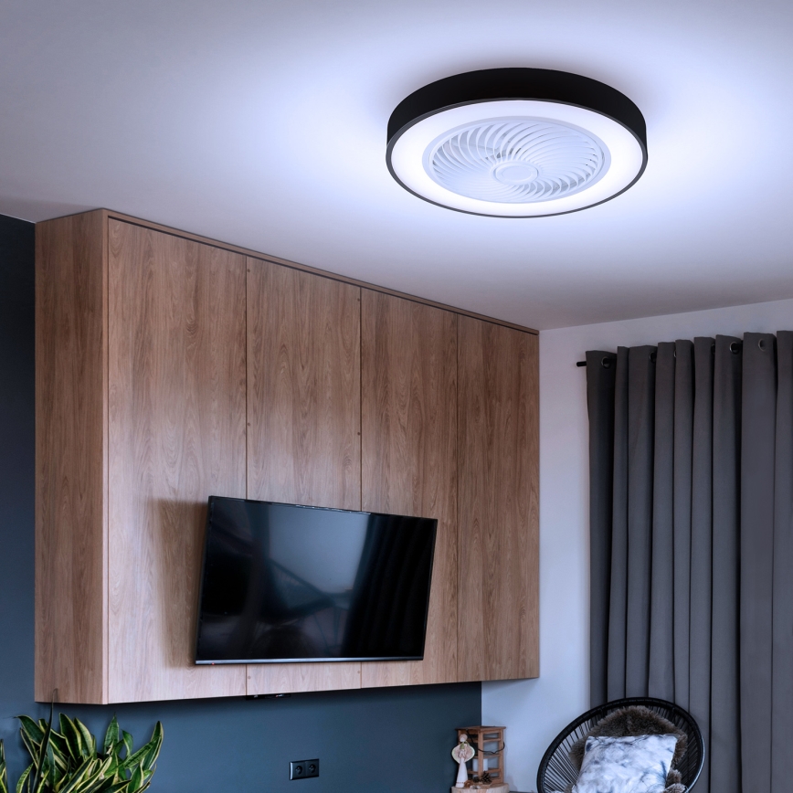 Brilagi - Plafón LED regulable con ventilador LED/30W/230V 3000-6500K negro + control remoto