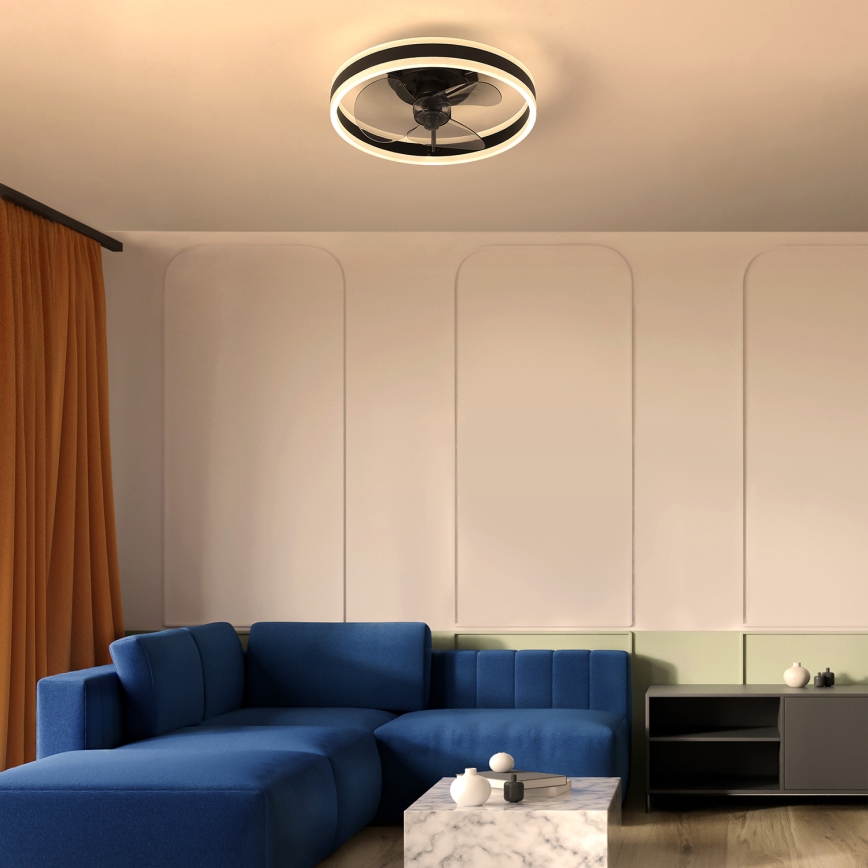 Brilagi - Plafón LED regulable con ventilador LED/30W/230V 3000-6500K negro + control remoto