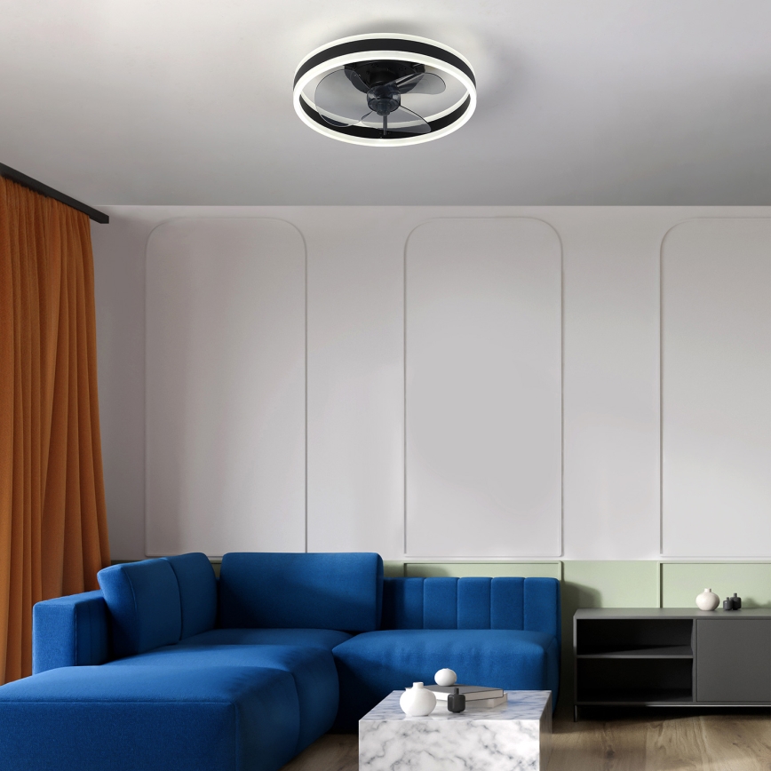 Brilagi - Plafón LED regulable con ventilador LED/30W/230V 3000-6500K negro + control remoto