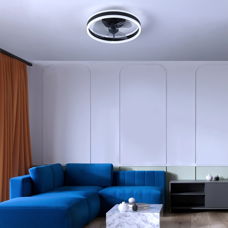 Brilagi - Plafón LED regulable con ventilador LED/30W/230V 3000-6500K negro + control remoto