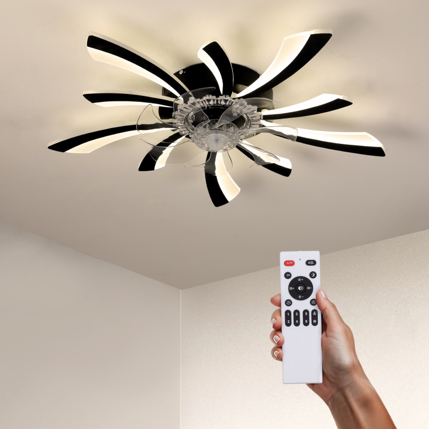 Brilagi - Plafón LED regulable con ventilador LED/50W/230V 3000-6500K negro + control remoto