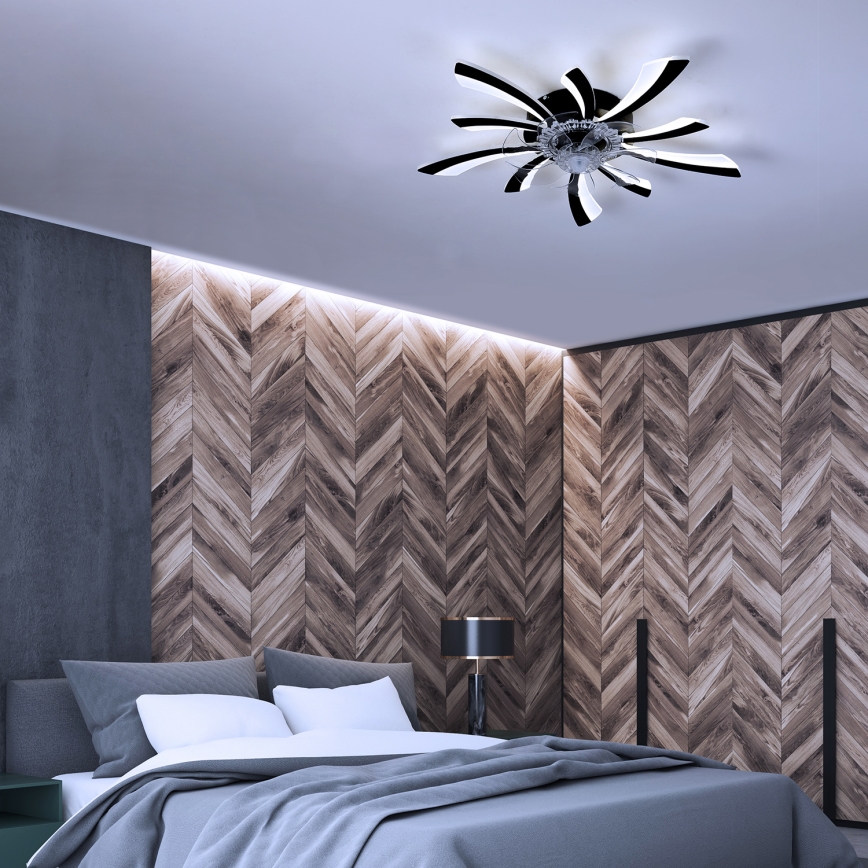 Brilagi - Plafón LED regulable con ventilador LED/50W/230V 3000-6500K negro + control remoto