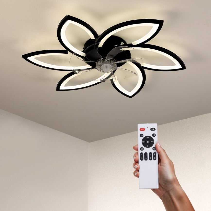 Brilagi - Plafón LED regulable con ventilador LED/50W/230V 3000-6500K negro + control remoto