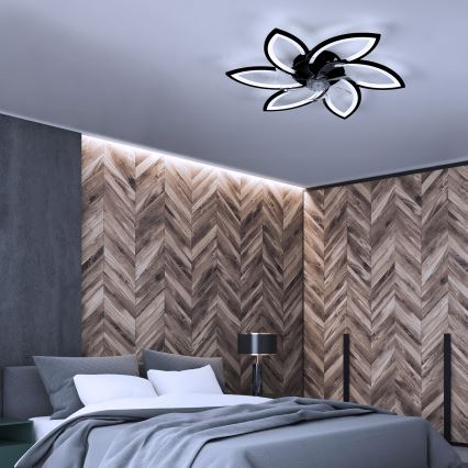 Brilagi - Plafón LED regulable con ventilador LED/50W/230V 3000-6500K negro + control remoto