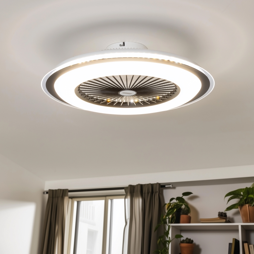 Brilagi - Lámpara LED regulable con ventilador RONDA LED/48W/230V 3000-6000K negro + control remoto