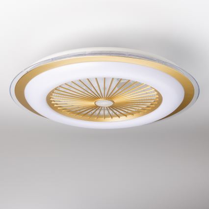 Brilagi - Lámpara LED regulable con ventilador RONDA LED/48W/230V 3000-6000K dorado + control remoto