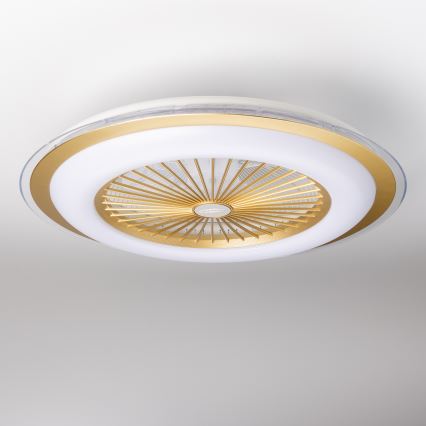 Brilagi - Lámpara LED regulable con ventilador RONDA LED/48W/230V 3000-6000K dorado + mando a distancia