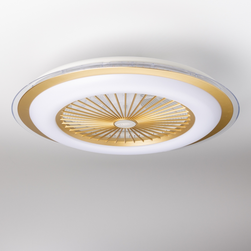 Brilagi - Lámpara LED regulable con ventilador RONDA LED/48W/230V 3000-6000K dorado + control remoto