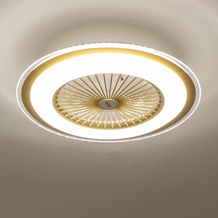Brilagi - Lámpara LED regulable con ventilador RONDA LED/48W/230V 3000-6000K dorado + control remoto