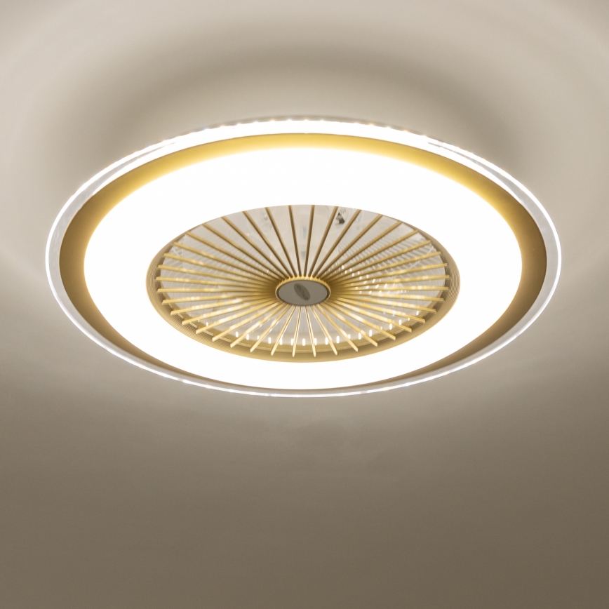 Brilagi - Lámpara LED regulable con ventilador RONDA LED/48W/230V 3000-6000K dorado + control remoto