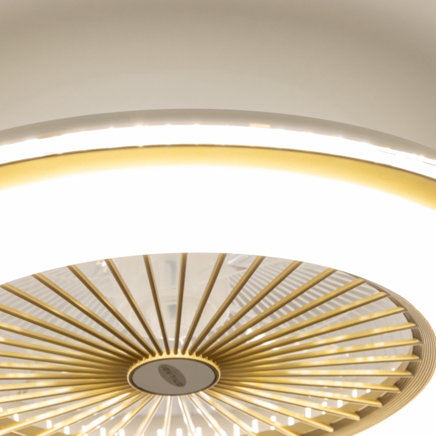 Brilagi - Lámpara LED regulable con ventilador RONDA LED/48W/230V 3000-6000K dorado + control remoto
