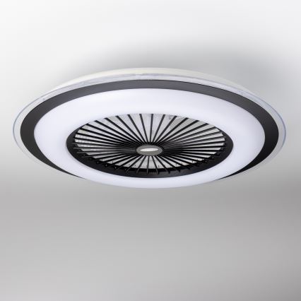 Brilagi - Lámpara LED regulable con ventilador RONDA LED/48W/230V 3000-6000K negro + control remoto