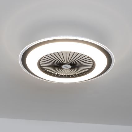 Brilagi - Lámpara LED regulable con ventilador RONDA LED/48W/230V 3000-6000K negro + control remoto