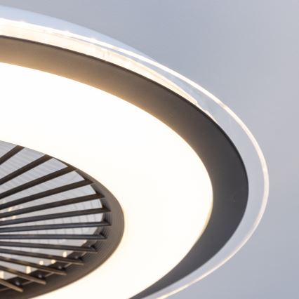 Brilagi - Lámpara LED regulable con ventilador RONDA LED/48W/230V 3000-6000K negro + control remoto
