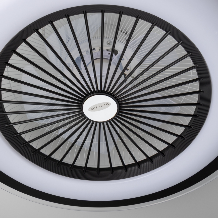 Brilagi - Lámpara LED regulable con ventilador RONDA LED/48W/230V 3000-6000K negro + control remoto