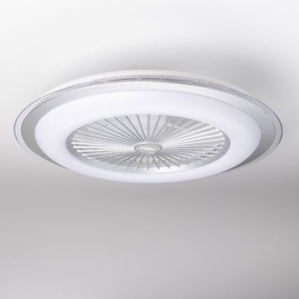 Brilagi - Lámpara LED regulable con ventilador RONDA LED/48W/230V 3000-6000K plata + mando a distancia