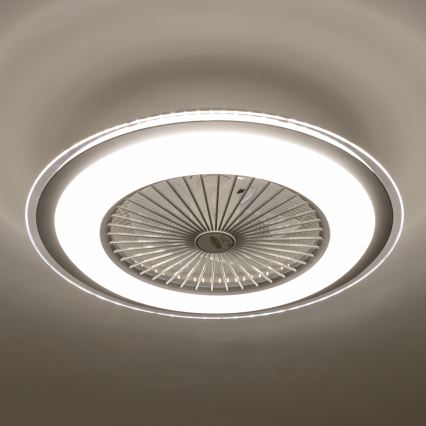 Brilagi - Lámpara LED regulable con ventilador RONDA LED/48W/230V 3000-6000K plata + control remoto