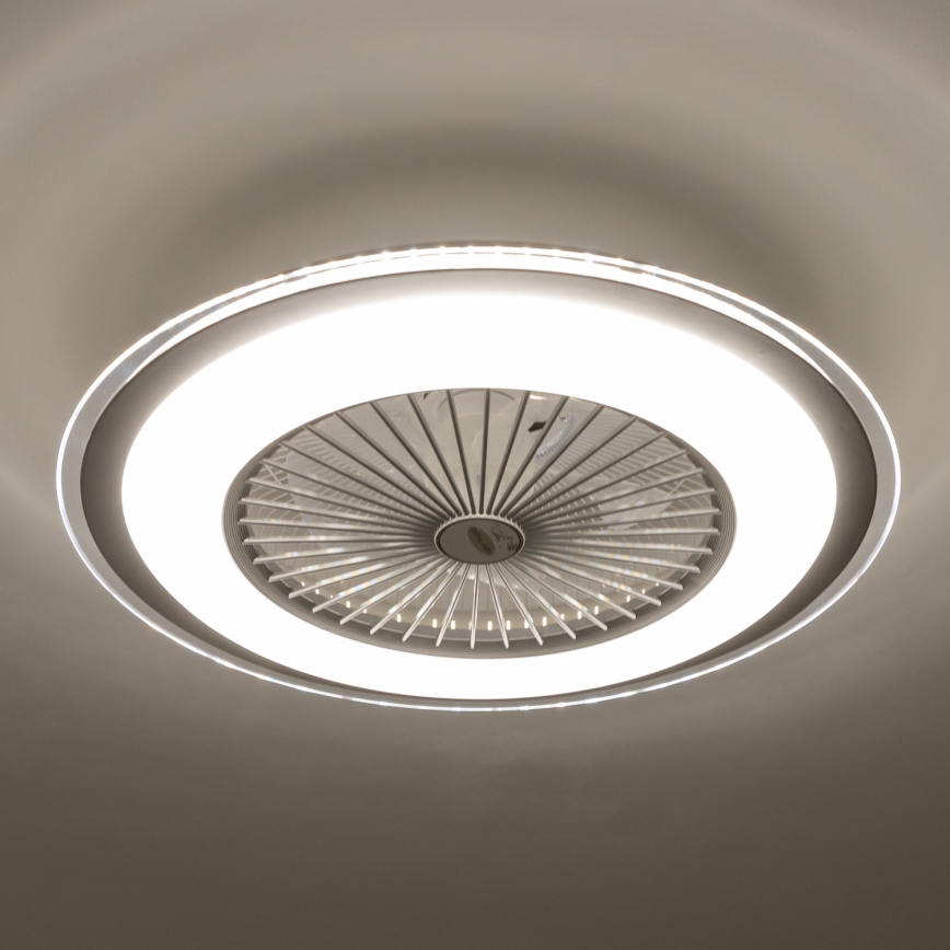 Brilagi - Lámpara LED regulable con ventilador RONDA LED/48W/230V 3000-6000K plata + control remoto