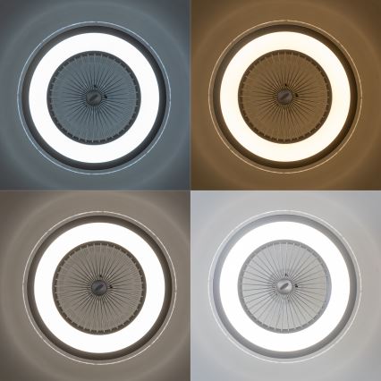 Brilagi - Lámpara LED regulable con ventilador RONDA LED/48W/230V 3000-6000K plata + control remoto