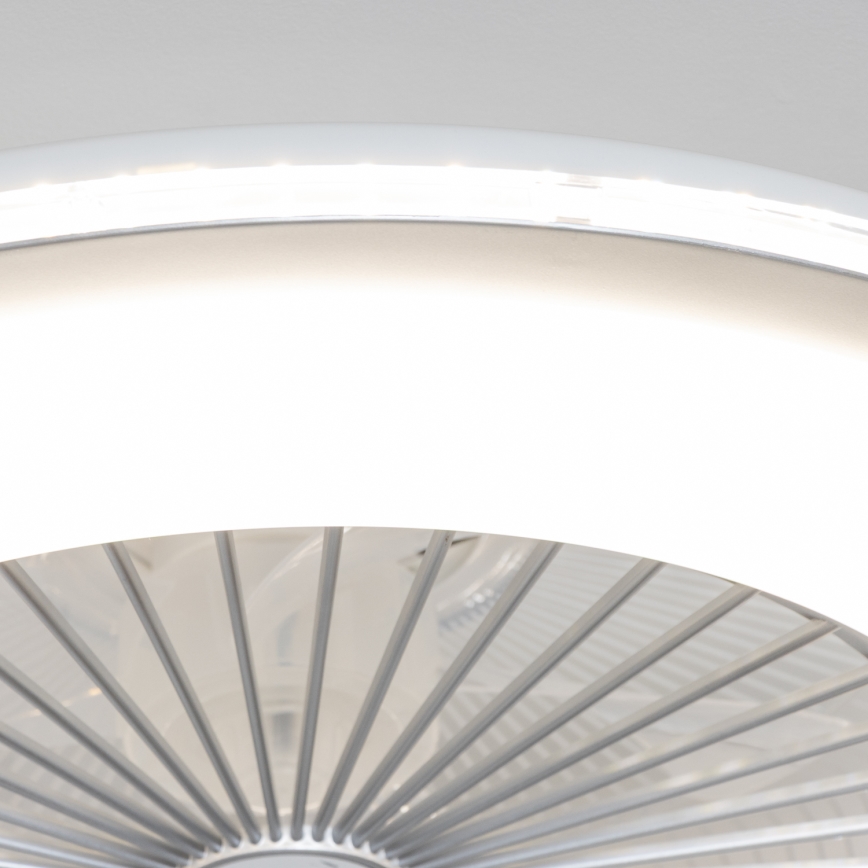 Brilagi - Lámpara LED regulable con ventilador RONDA LED/48W/230V 3000-6000K plata + control remoto
