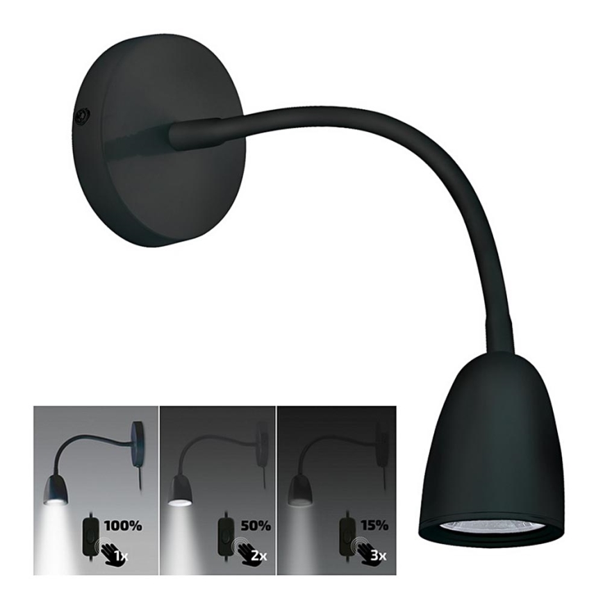 Brilagi - Lámpara LED regulable de pared pequeña LED/4W/230V negro