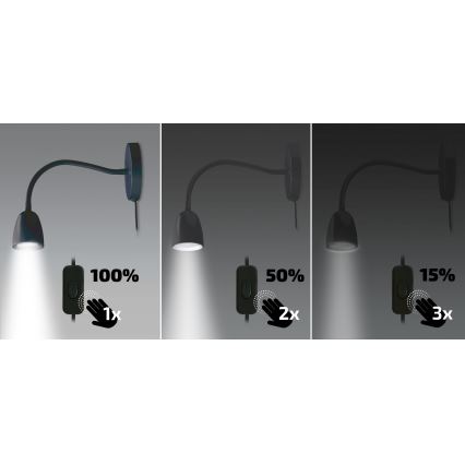 Brilagi - Lámpara LED regulable de pared pequeña LED/4W/230V negro