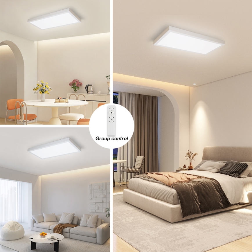 Brilagi - Luz de techo LED regulable para baño FRAME SMART LED/30W/230V 30x60 cm 3000-6000K IP44 blanco + control remoto