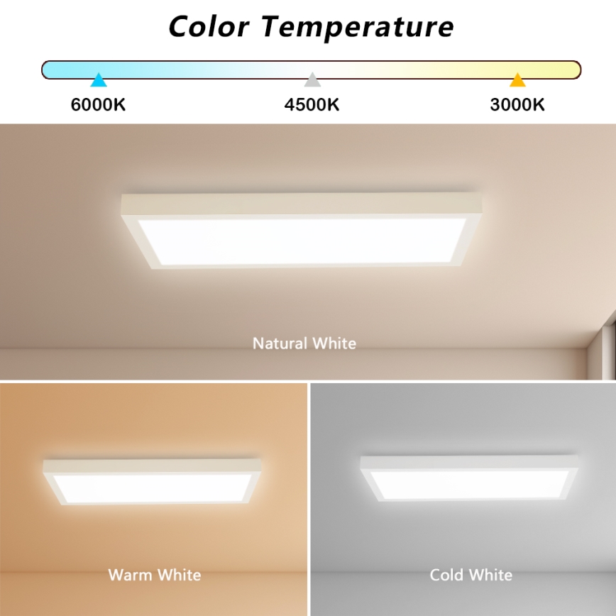 Brilagi - Luz de techo LED regulable para baño FRAME SMART LED/30W/230V 30x60 cm 3000-6000K IP44 blanco + control remoto